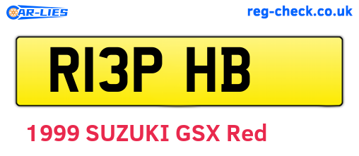 R13PHB are the vehicle registration plates.