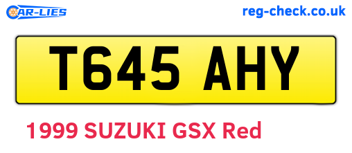 T645AHY are the vehicle registration plates.