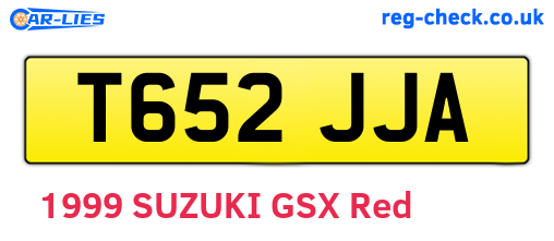 T652JJA are the vehicle registration plates.