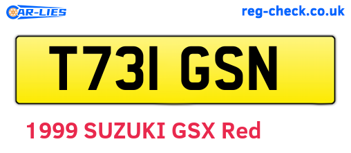 T731GSN are the vehicle registration plates.
