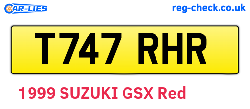 T747RHR are the vehicle registration plates.