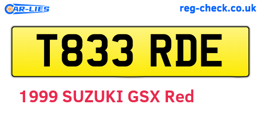 T833RDE are the vehicle registration plates.