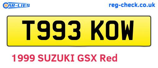T993KOW are the vehicle registration plates.