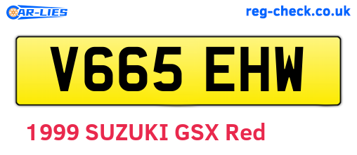 V665EHW are the vehicle registration plates.