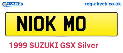 N10KMO are the vehicle registration plates.