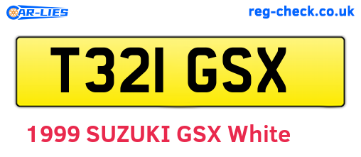 T321GSX are the vehicle registration plates.
