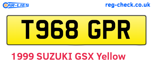 T968GPR are the vehicle registration plates.