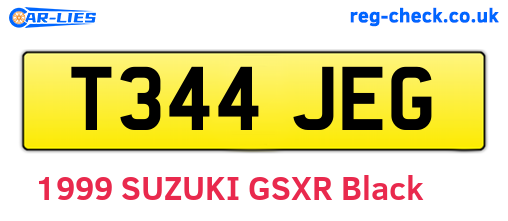 T344JEG are the vehicle registration plates.