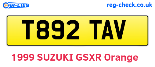 T892TAV are the vehicle registration plates.