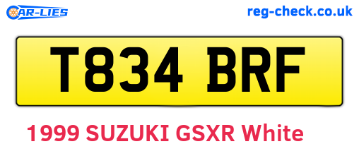 T834BRF are the vehicle registration plates.