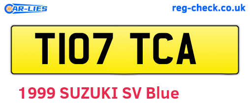 T107TCA are the vehicle registration plates.