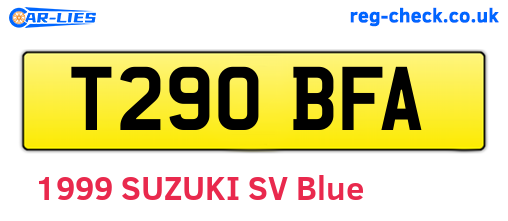 T290BFA are the vehicle registration plates.