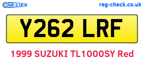 Y262LRF are the vehicle registration plates.