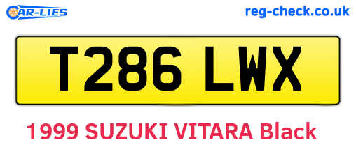 T286LWX are the vehicle registration plates.
