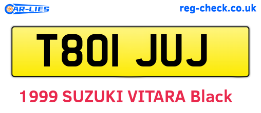 T801JUJ are the vehicle registration plates.