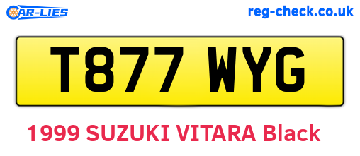 T877WYG are the vehicle registration plates.