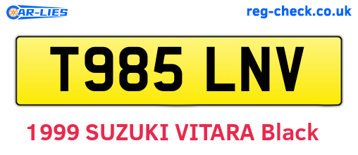 T985LNV are the vehicle registration plates.