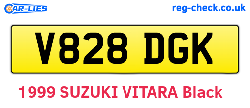 V828DGK are the vehicle registration plates.