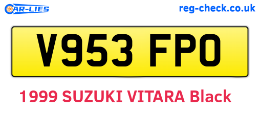 V953FPO are the vehicle registration plates.