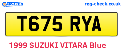 T675RYA are the vehicle registration plates.