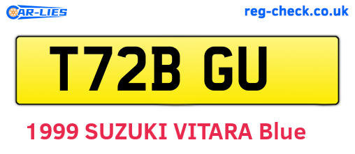 T72BGU are the vehicle registration plates.