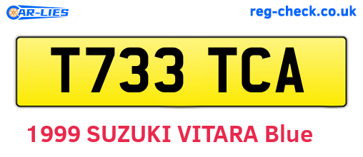 T733TCA are the vehicle registration plates.