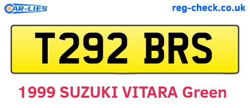 T292BRS are the vehicle registration plates.