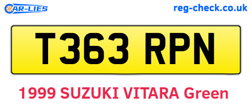 T363RPN are the vehicle registration plates.