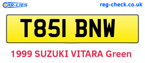 T851BNW are the vehicle registration plates.