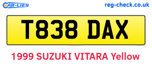 T838DAX are the vehicle registration plates.