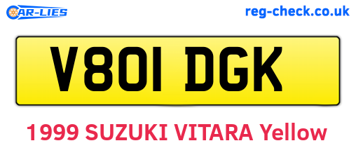 V801DGK are the vehicle registration plates.