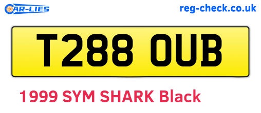 T288OUB are the vehicle registration plates.