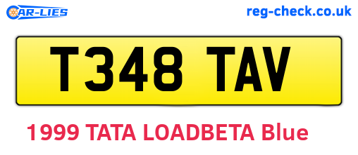 T348TAV are the vehicle registration plates.