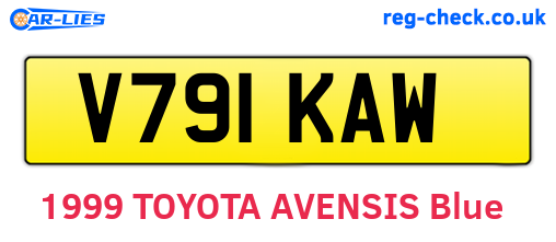 V791KAW are the vehicle registration plates.