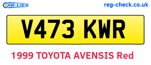V473KWR are the vehicle registration plates.