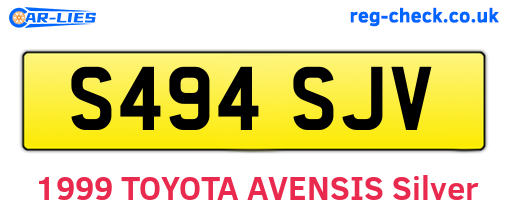 S494SJV are the vehicle registration plates.