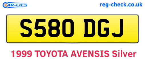 S580DGJ are the vehicle registration plates.