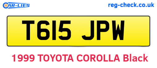 T615JPW are the vehicle registration plates.