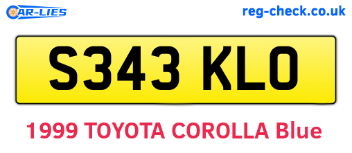 S343KLO are the vehicle registration plates.