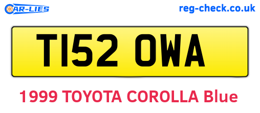 T152OWA are the vehicle registration plates.