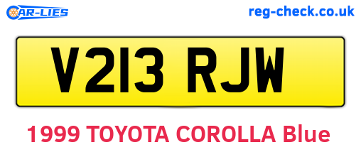 V213RJW are the vehicle registration plates.