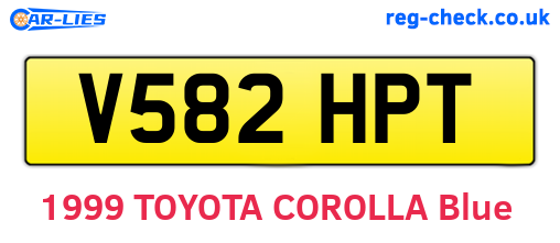 V582HPT are the vehicle registration plates.