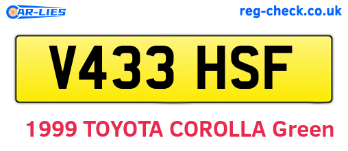 V433HSF are the vehicle registration plates.
