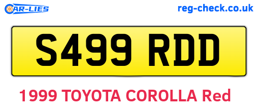 S499RDD are the vehicle registration plates.