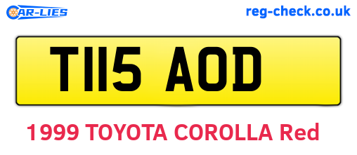T115AOD are the vehicle registration plates.