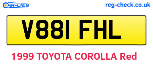V881FHL are the vehicle registration plates.