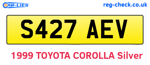 S427AEV are the vehicle registration plates.