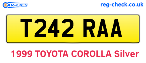 T242RAA are the vehicle registration plates.