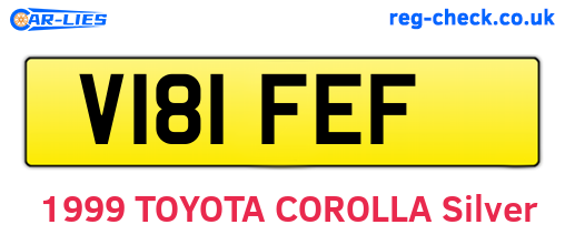 V181FEF are the vehicle registration plates.
