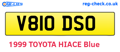 V810DSO are the vehicle registration plates.